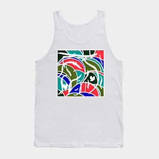 Inverted Green Blue Orange Geometric Abstract Acrylic Painting Tank Top
